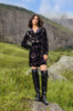 Farm Rio Black Arabesque Mix Scarves Wrap Mini Dress - Thumbnail 1