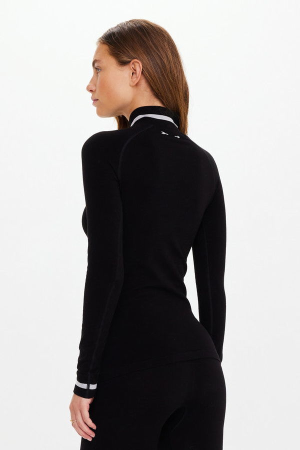 The Upside Wool Seamless Base 1/4 Zip Top - Black