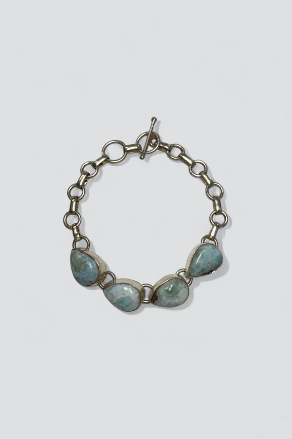 Vintage Teardrop Larimar Bracelet - Sterling Silver