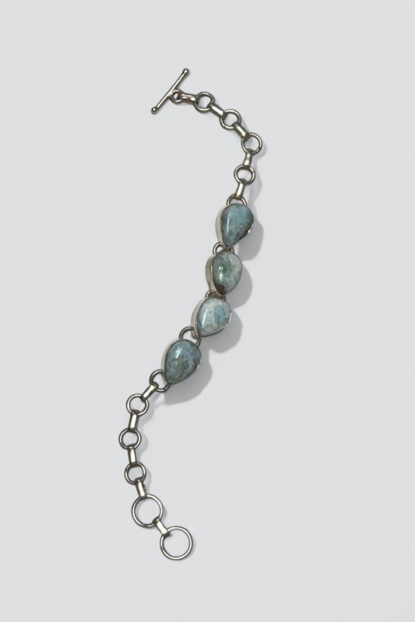 Vintage Teardrop Larimar Bracelet - Sterling Silver