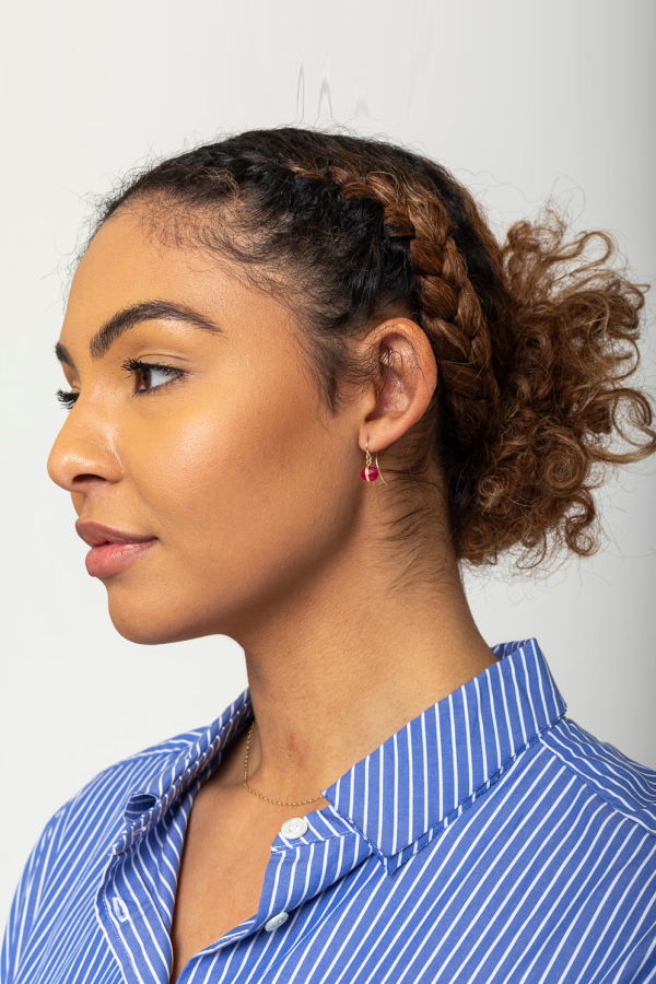 Melissa Joy Manning Single Drop 14k Earrings - Pink/Blue Sapphire