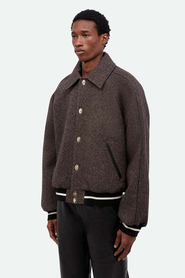 Wales Bonner Homecoming Varsity Jacket Grey Melange | Garmentory