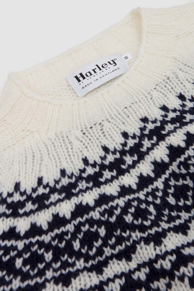 Harley of Scotland Chunky Yoke Crew Neck Sweater