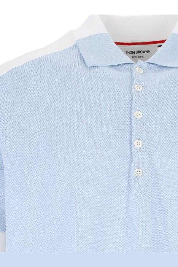 thom browne Color Block Polo Shirt - Light Blue