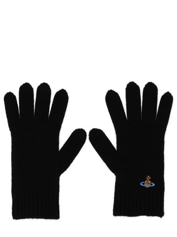 Vivienne Westwood Gloves With Orb Embroidery Gloves - Black