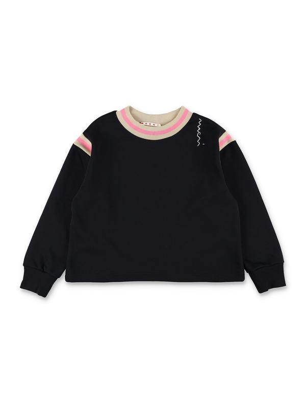 KIDS Marni Black Sweatshirt With Striped Details - Black
