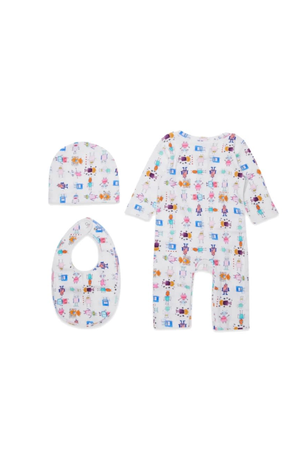 Marni Romper Kit With Bib And Hat Bodysuit Set - White