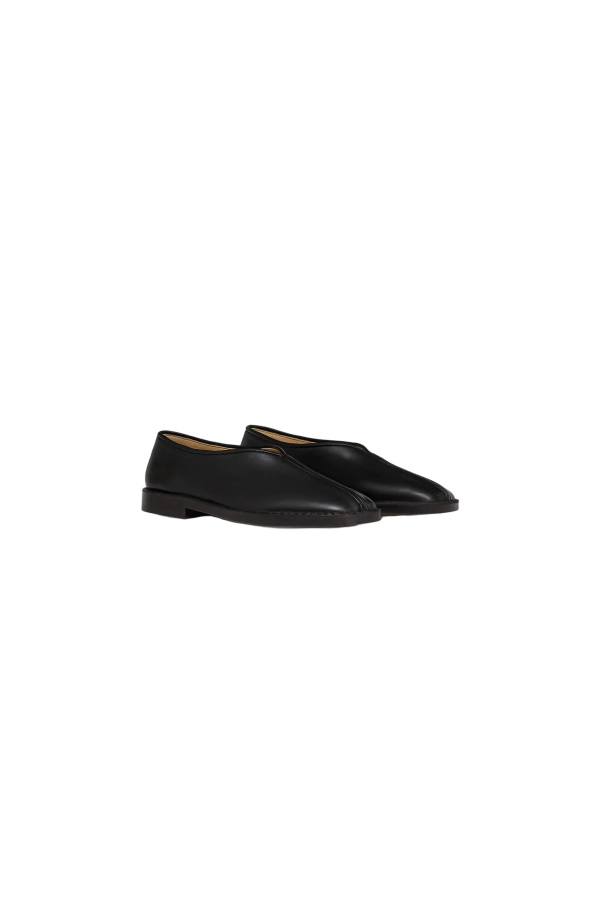 Lemaire Flat Piped Slippers - Black/Dark Chocolate