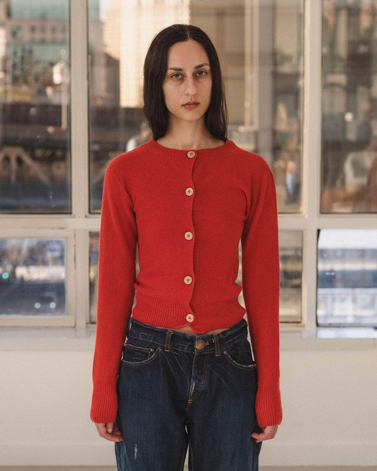 Baserange Tier Cardigan - Melograno Red - Image 3 of 8