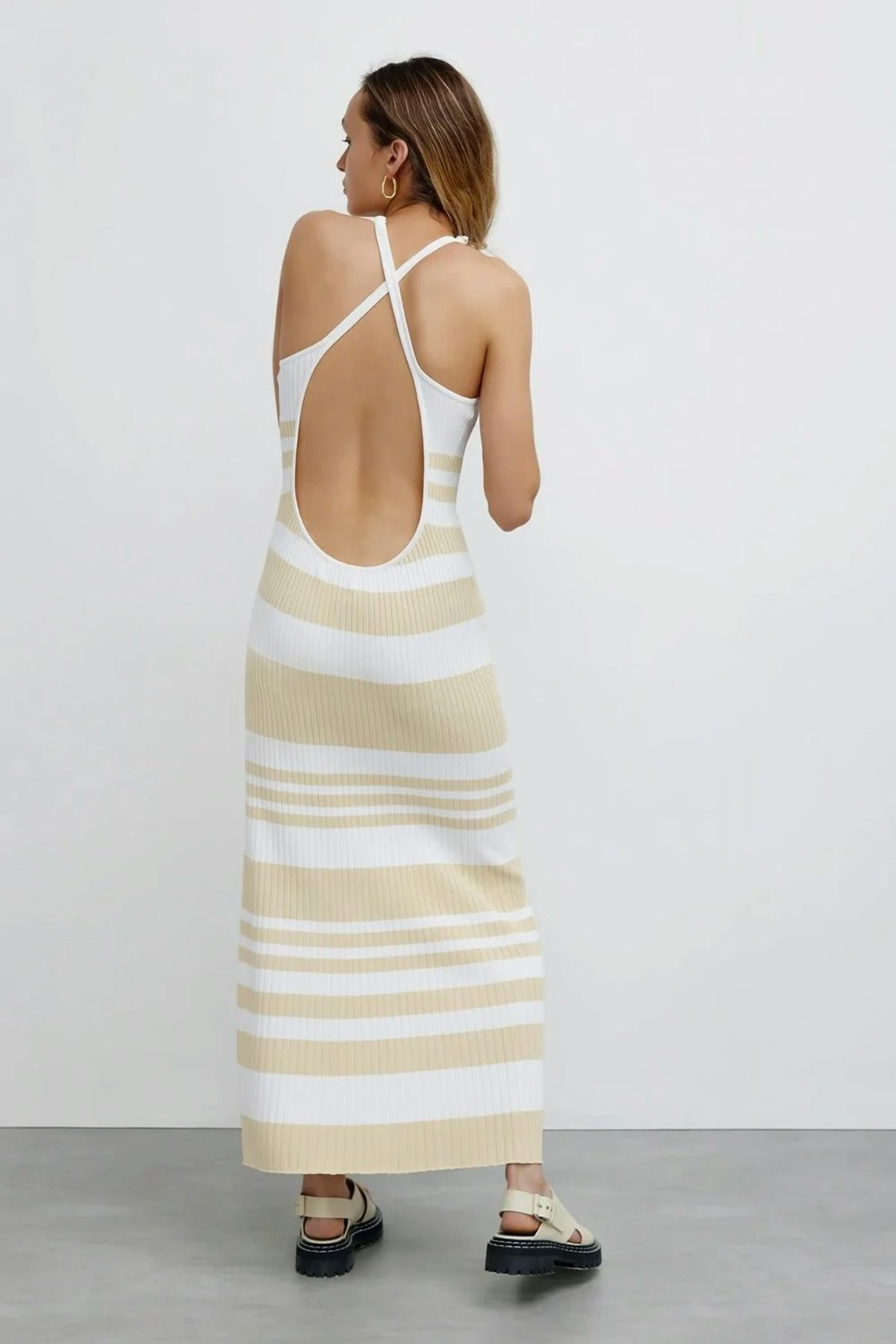 Significant Other Sage Dress - Almond/Cream Stripe - Image 3 of 15
