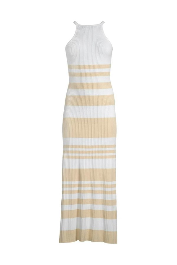 Significant Other Sage Dress - Almond/Cream Stripe