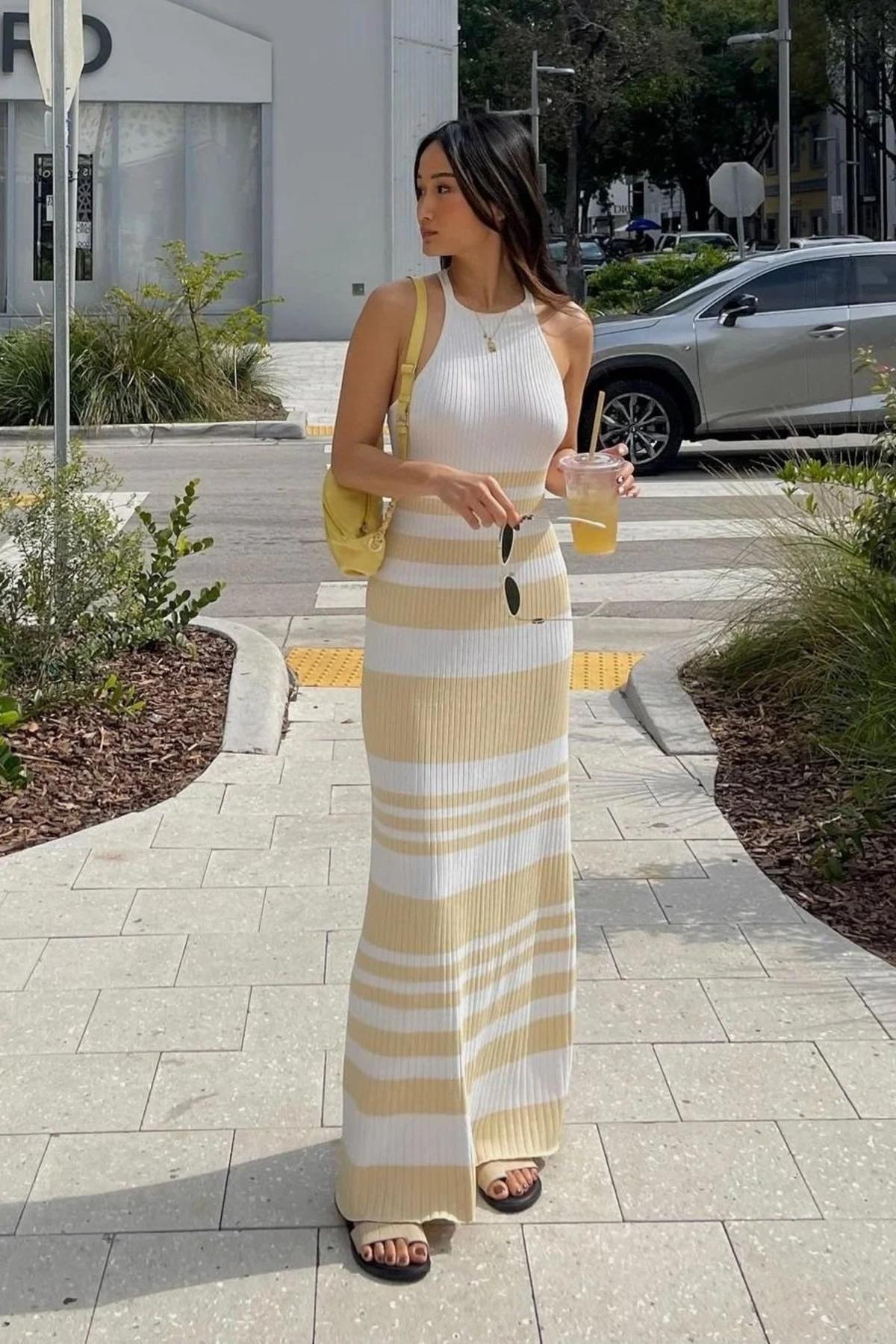 Significant Other Sage Dress - Almond/Cream Stripe - Image 12 of 15