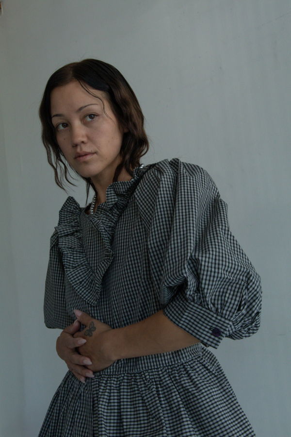 KkCo Plaid Cascade Top