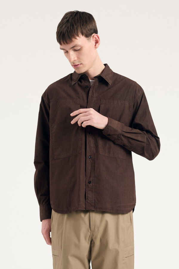 Norse Projects Ole Fatigue Cotton Tencel Shirt Espresso
