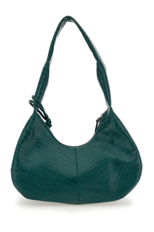 Ganni Bou Bag Hobo Medium Croco Bag - Green