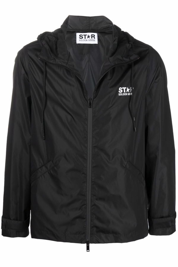 Golden Goose Windbreaker With Logo - Nero