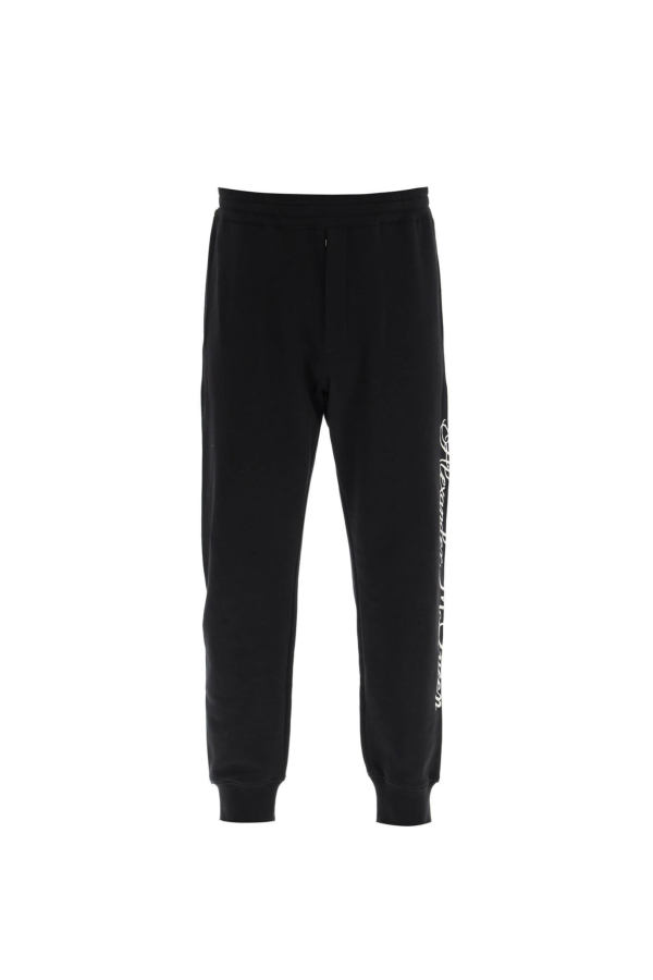 Alexander McQueen Logo Cotton Pants - Black