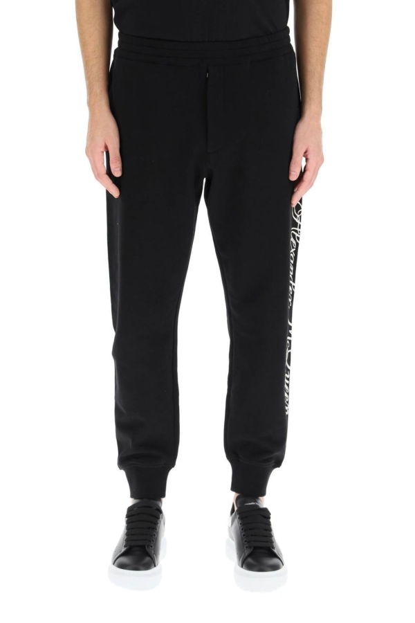 Alexander McQueen Logo Cotton Pants - Black