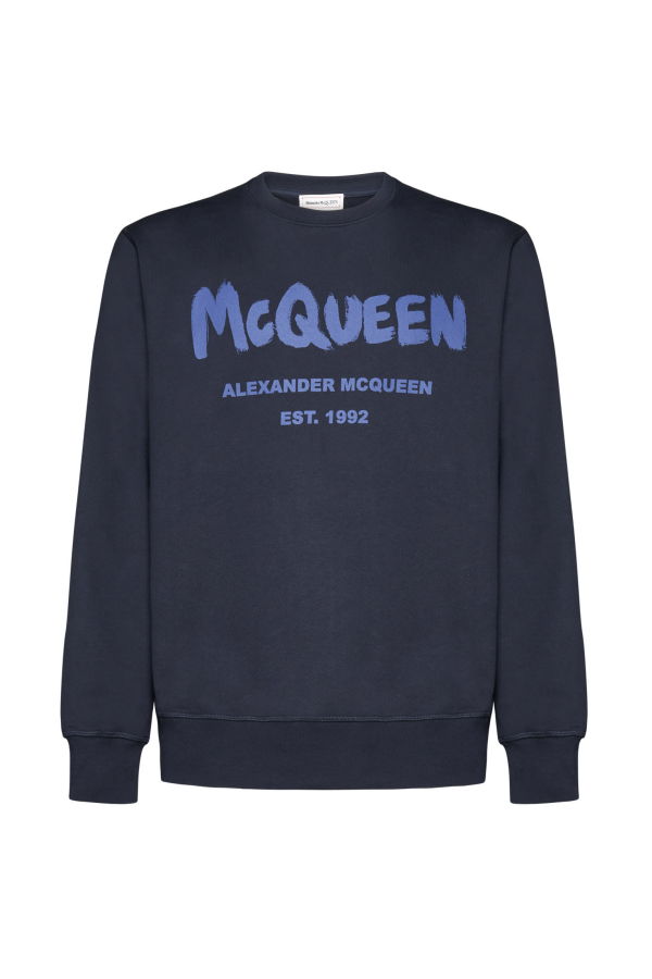 Alexander McQueen Cotton Logo Sweatshirt - Blue