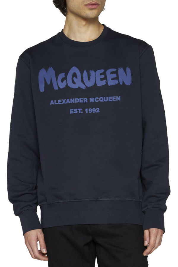 Alexander McQueen Cotton Logo Sweatshirt - Blue