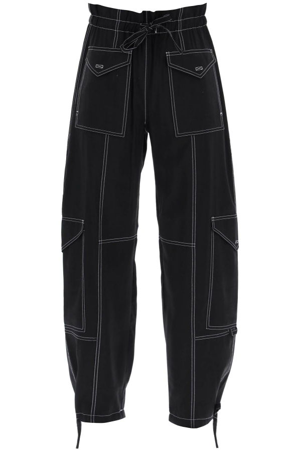 Ganni Light Slub Pants - Black