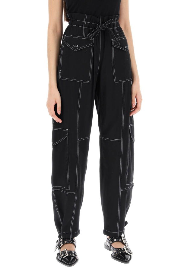 Ganni Light Slub Pants - Black