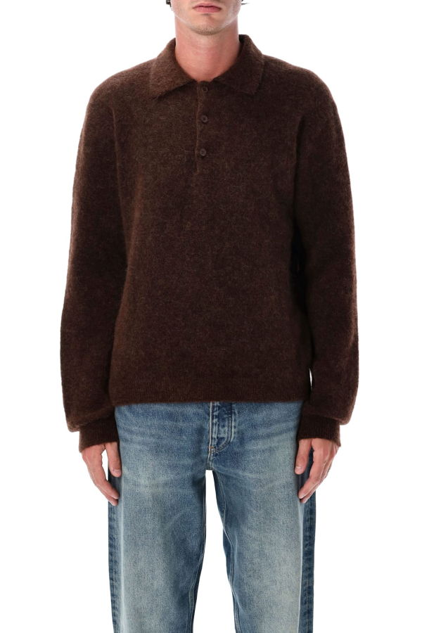 Sunflower Mohair Blend Polo Sweater - Brown