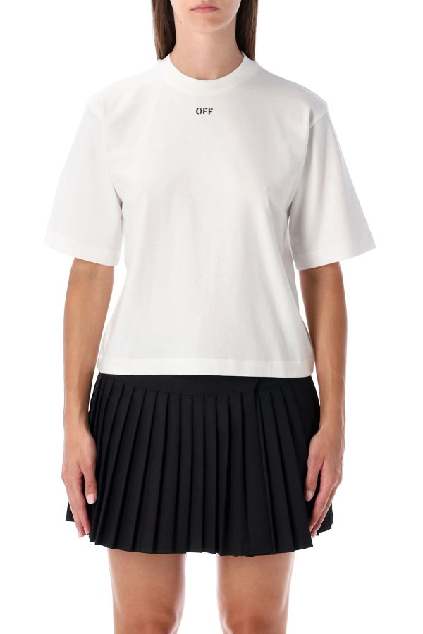 Off-White Flowers Boxy Cotton Logo T-Shirt - White Black