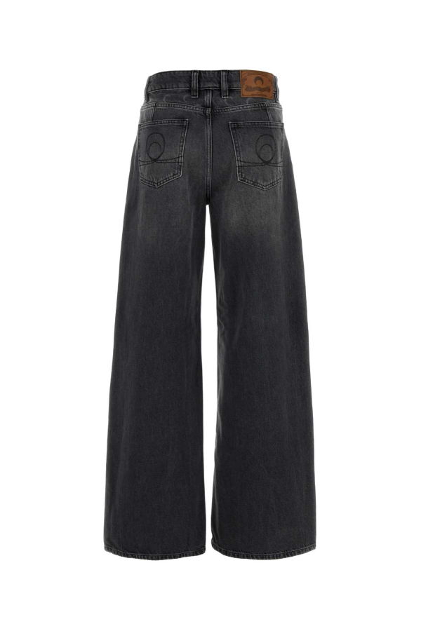 MARINE SERRE Black Denim Wide-Leg Jeans - Grigio