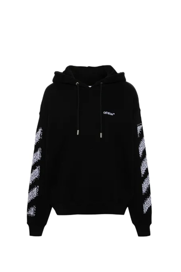 Off-White Pixel Diag Skate Hooded Sweatshirt - Black
