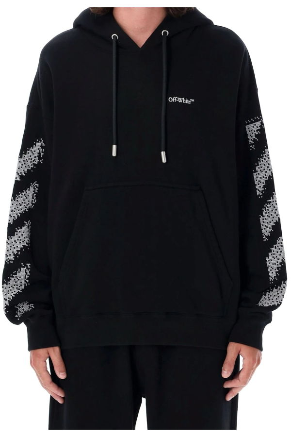 Off-White Pixel Diag Skate Hooded Sweatshirt - Black