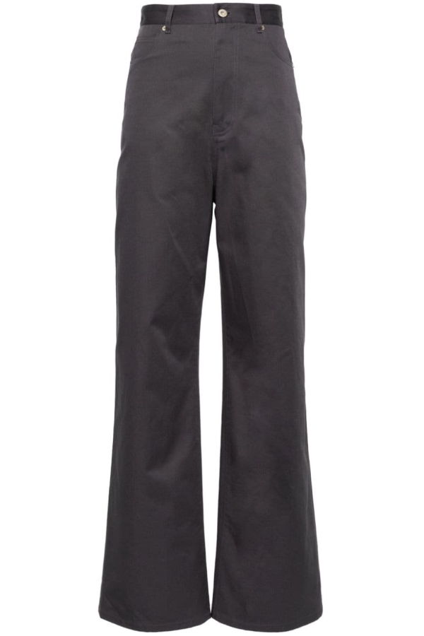 LOEWE High-Waisted Cotton Trousers - Gray