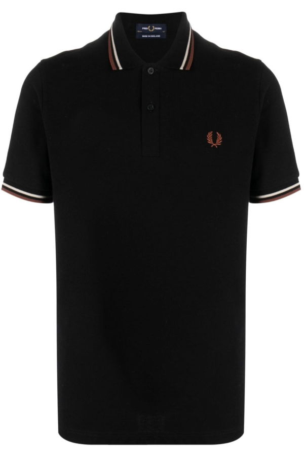 Fred Perry Logo Cotton Polo Shirt - Black