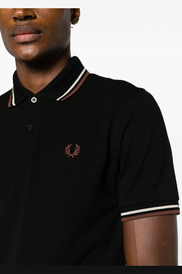 Fred Perry Logo Cotton Polo Shirt - Black