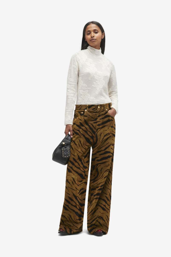 Ganni Printed Flock Denim Baggy Jeans