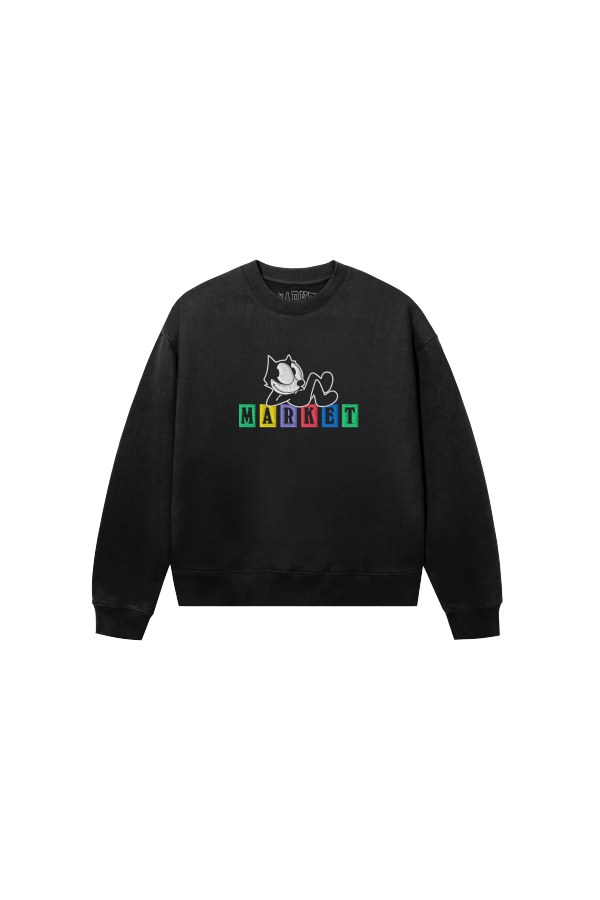 MARKET Felix The Cat Box Crewneck - Washed Black