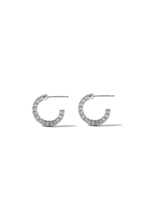 Coldframe Silver Diamond Tennis Hoop Earrings - Silver Diamond