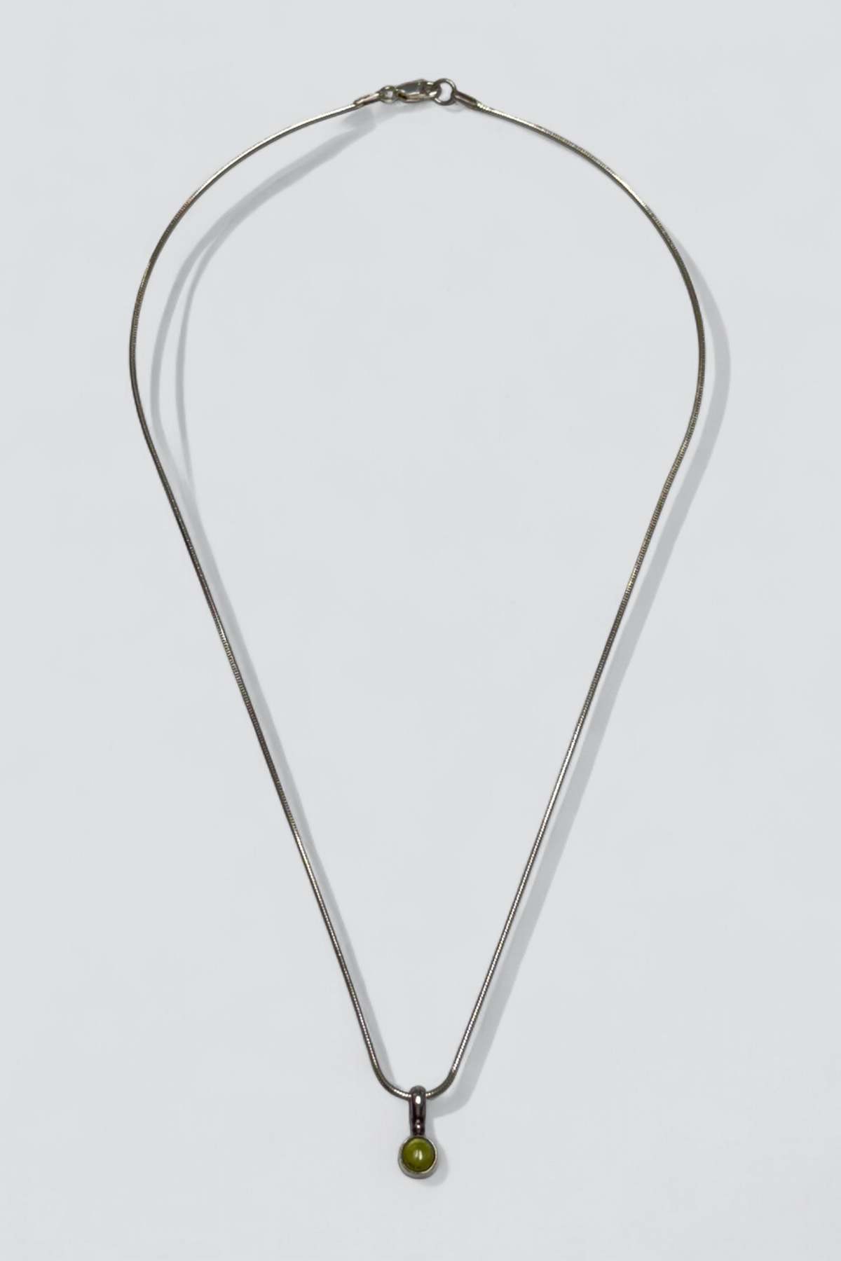 Vintage Peridot Dot Pendant Necklace - Sterling Silver - Image 1 of 3