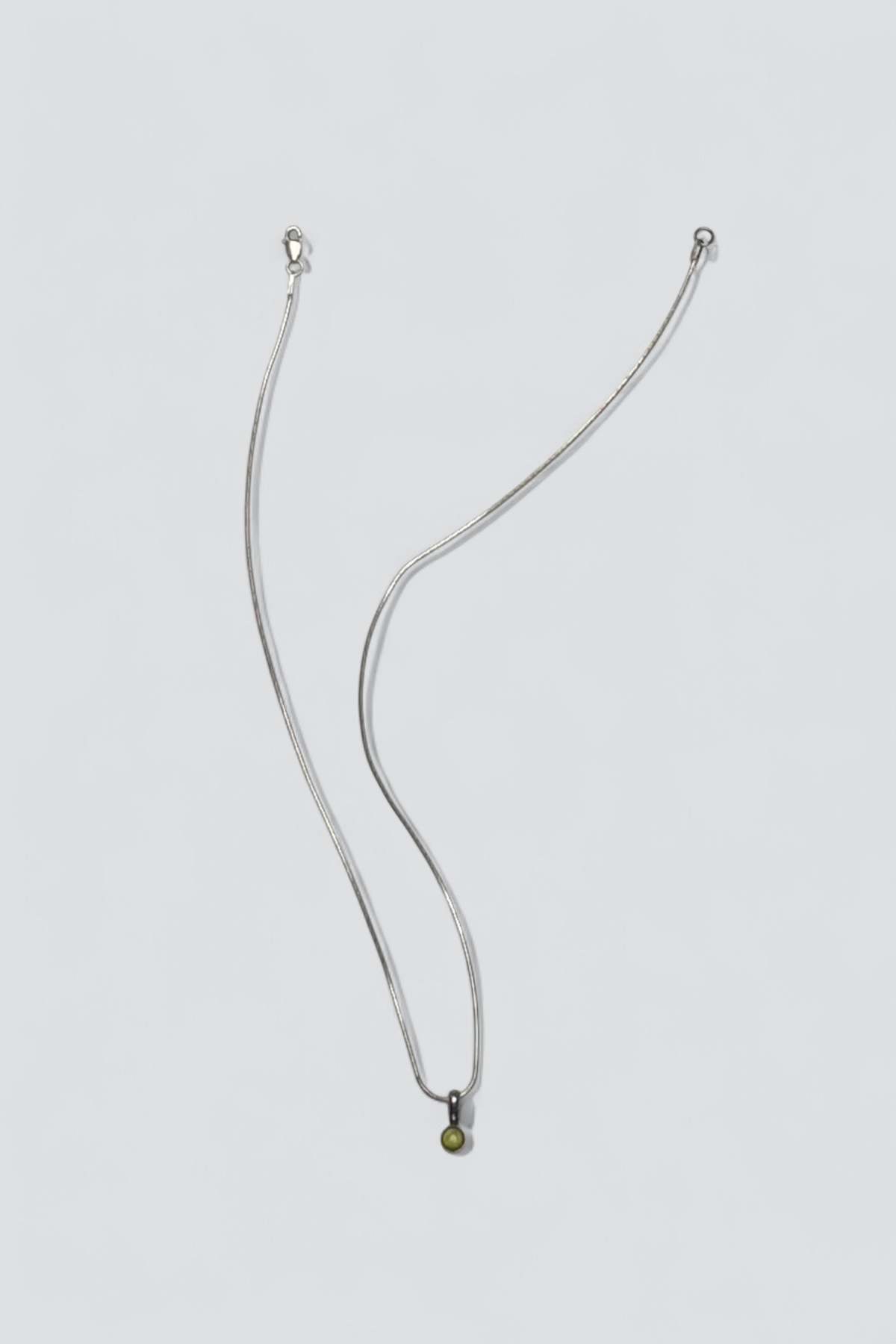 Vintage Peridot Dot Pendant Necklace - Sterling Silver - Image 2 of 3