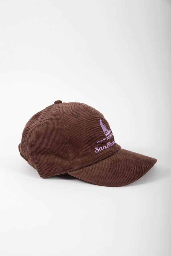 Gravel & Gold Sail Boat Corduroy Cap - Brown