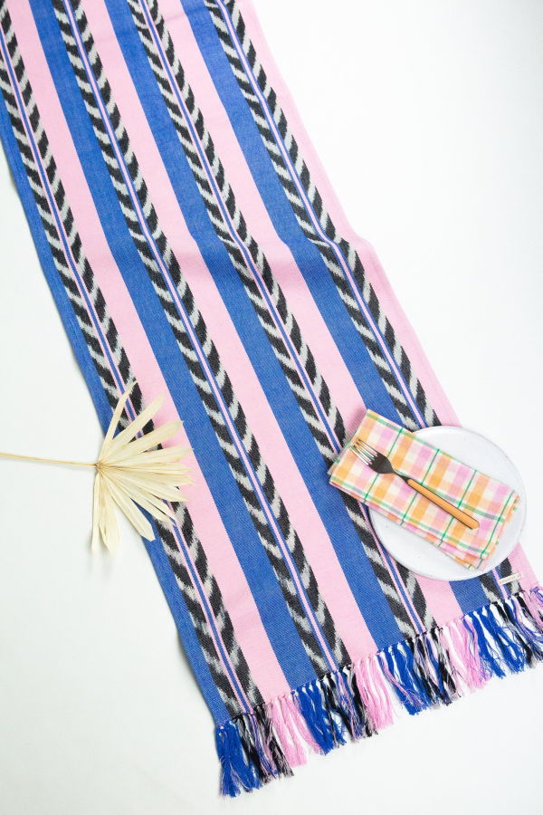 Archive New York Palm Ikat Runner - Blue/Pink
