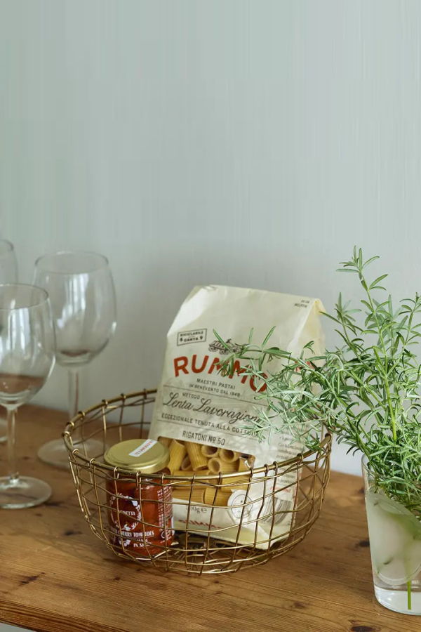 Fog Linen Work Round Wire Basket