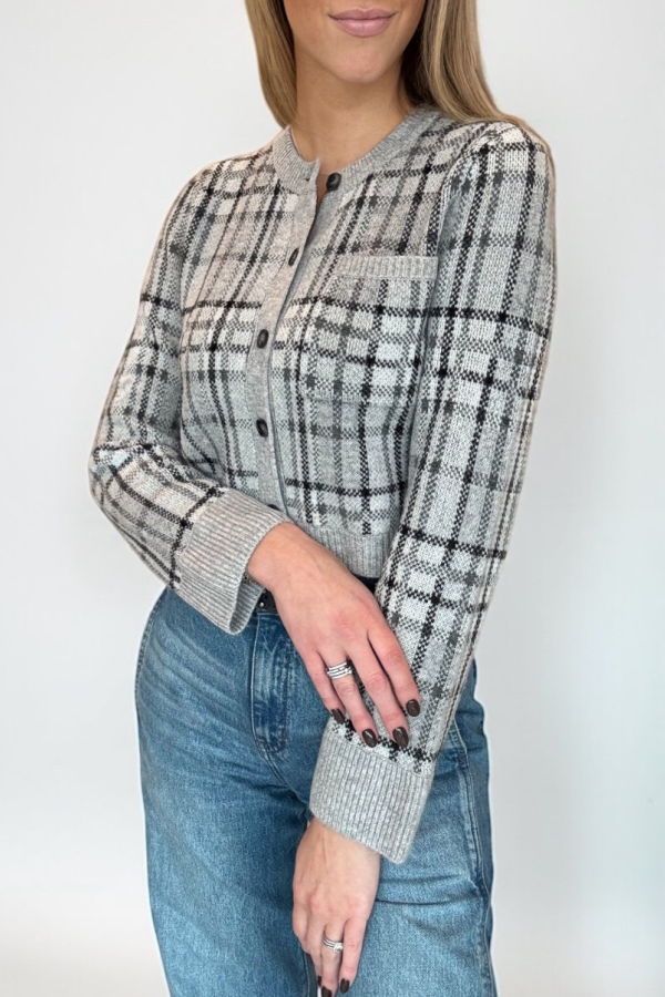 Naadam Luxe Plaid Jacquard Cardigan