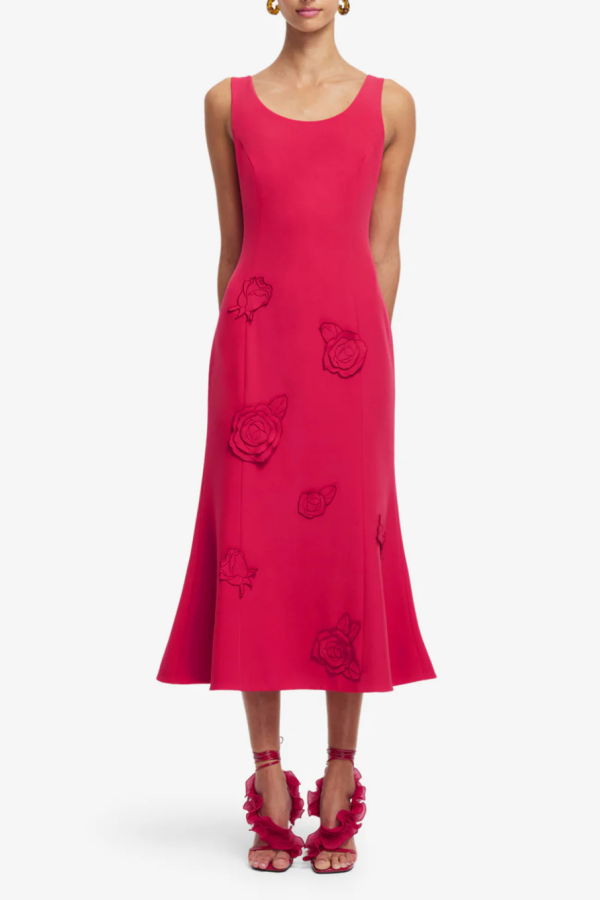 Leo Lin Emily Applique Midi Dress - Scarlet
