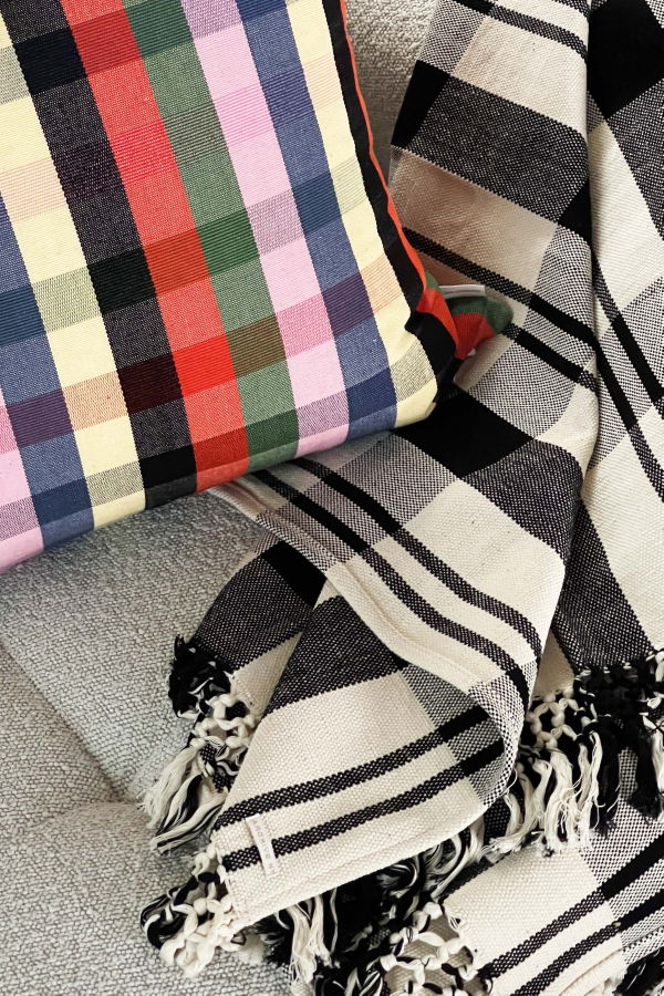 Archive New York Cecilia Striped Cotton Throw Blanket - Black/White