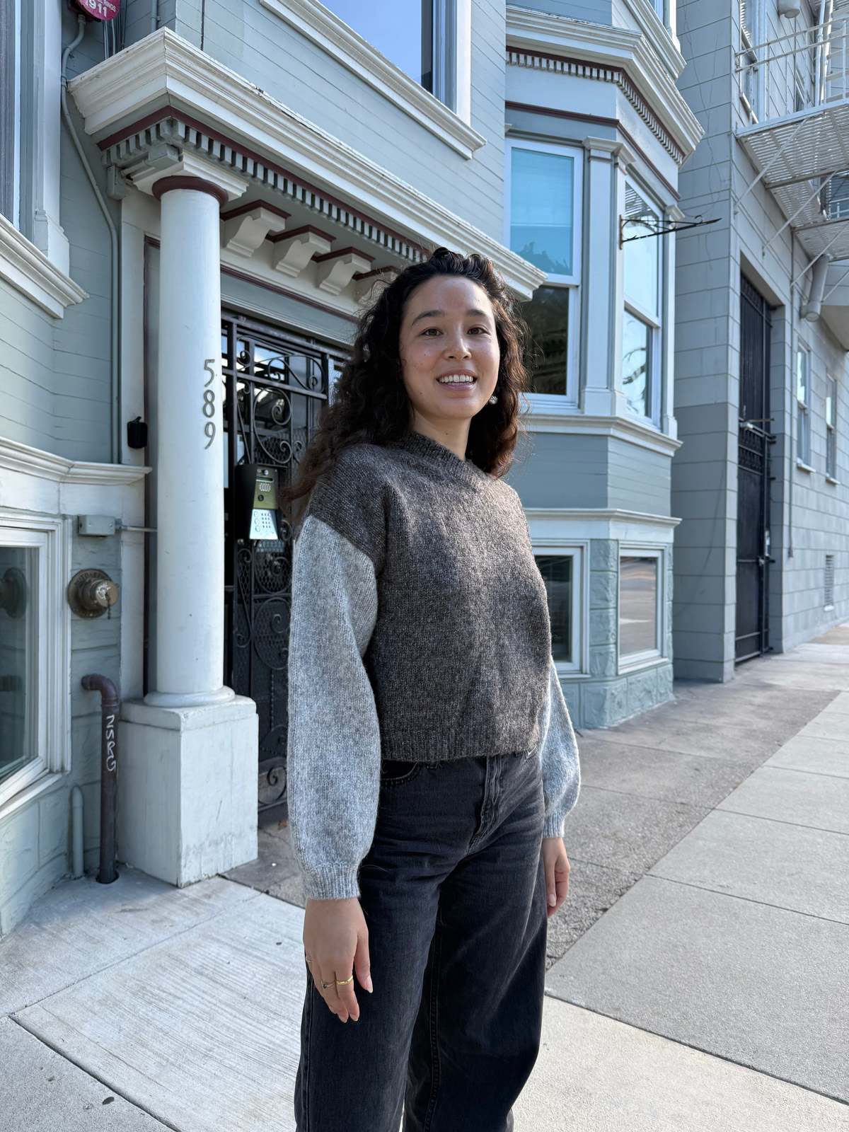 Happy French Gang Flix Sweater - Grey & Charcoal - Image 4 of 11