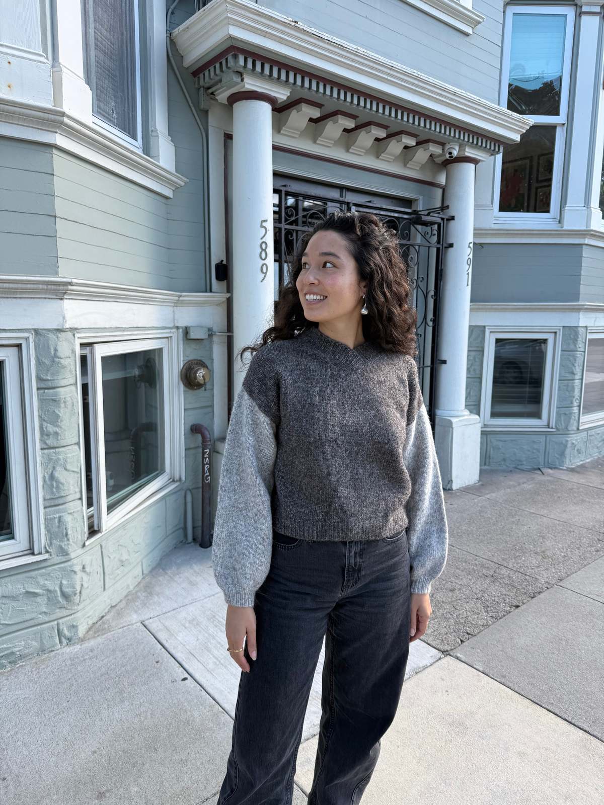 Happy French Gang Flix Sweater - Grey & Charcoal - Image 5 of 11