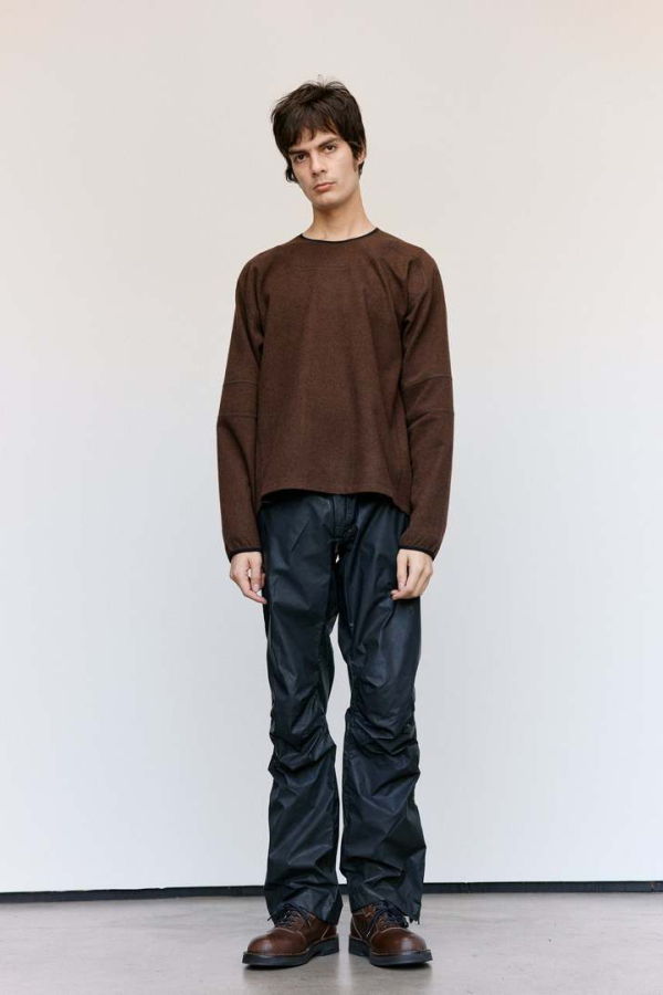 GR10K Brushed Plain Wool Long Sleeve Top