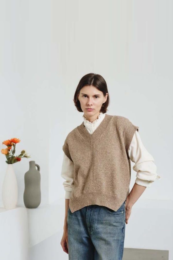 Pomandere Felted Merino Vest - Latte