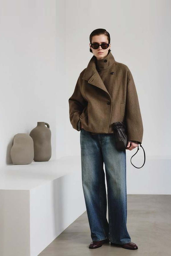 Pomandere Felted Wool Pea Coat - Moss Green